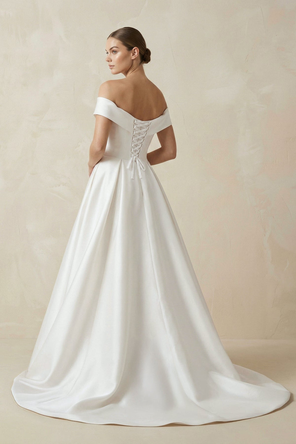 Simple Off-the-shoulder A-Line Wedding Dress - Curvevia
