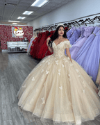 Off The Shoulder Butterfly Quinceanera Dress Glitter Ball Gown - Curvevia