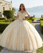 Off The Shoulder Butterfly Quinceanera Dress Glitter Ball Gown - Curvevia