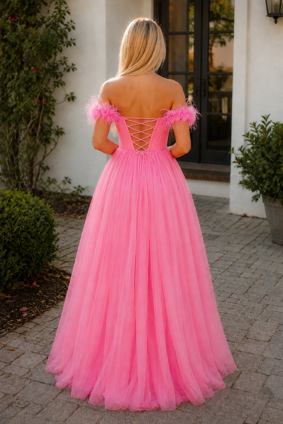Off the shoulder Coral Long Mother of the Bride Dress - Curvevia