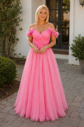 Off the shoulder Coral Long Mother of the Bride Dress - Curvevia