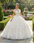 Off The Shoulder Long Champagne Lace Appliques Quinceanera Dress - Curvevia