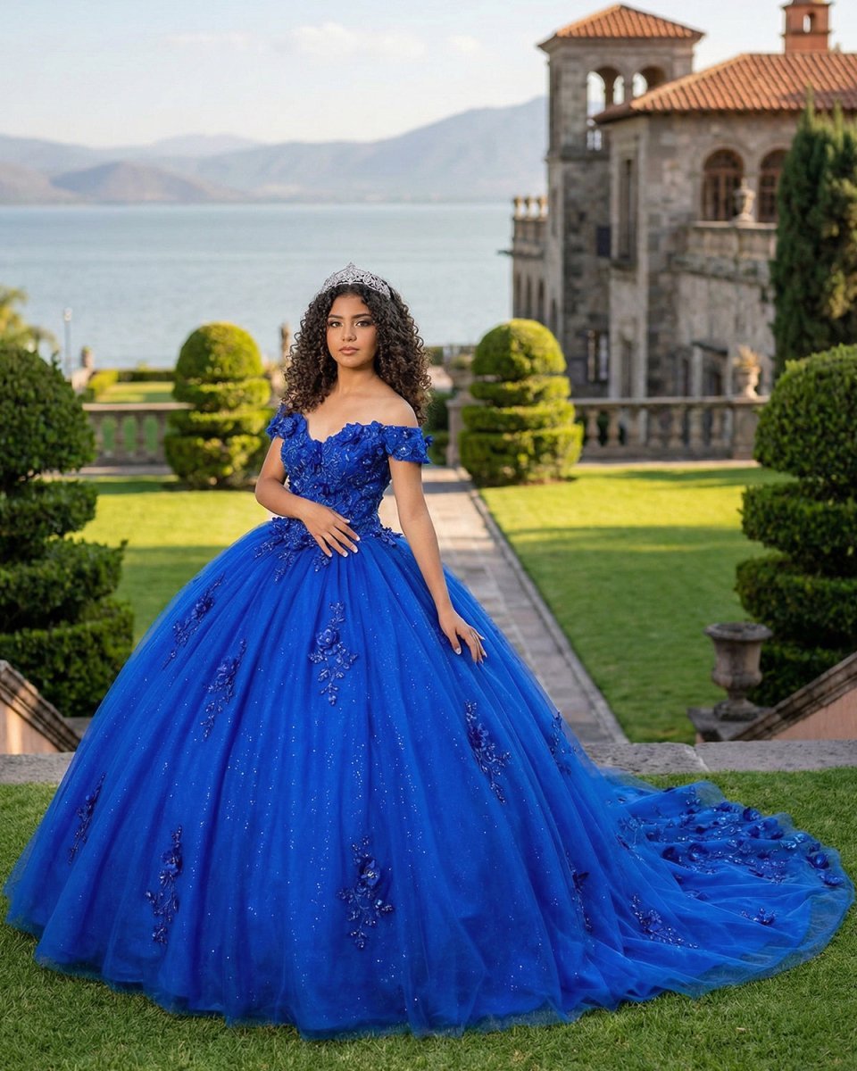 Off the Shoulder Royal Blue Quinceanera Dresses with Appliques - Curvevia