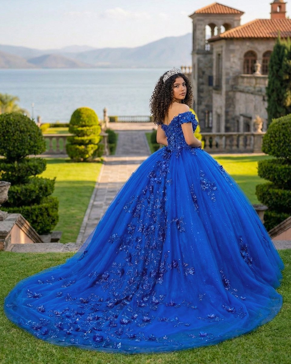 Off the Shoulder Royal Blue Quinceanera Dresses with Appliques - Curvevia