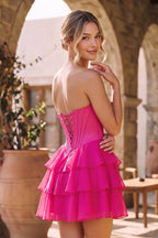 Blush A-Line Sweetheart Corset Ruffle Homecoming Dresses With Applique - Curvevia