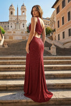  One Shoulder Royal Blue Prom Dress with Split - Curvevia