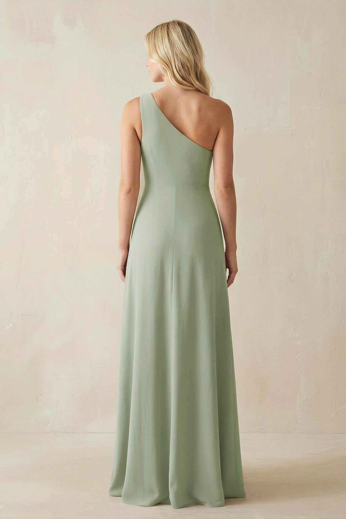 One-Shoulder Sheath Satin Bridesmaid Dress With Slit in Dove Gray - Curvevia