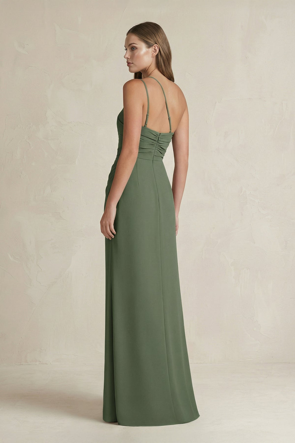 One-Shoulder Sheath Satin Mother of the Bride Dress in Thyme - Curvevia