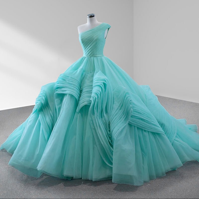 One-Shoulder Sleeveless Ball Gown Court Train Quinceanera Dress - Curvevia