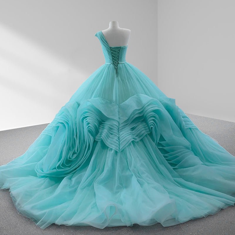 One-Shoulder Sleeveless Ball Gown Court Train Quinceanera Dress - Curvevia
