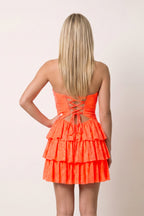 Royal Blue A Line Sweetheart Satin Cut Out Ruffled Homecoming Dresses with Beads - Curvevia