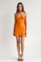 Red Jacquard Chiffon Cami Straps Sheath Homecoming Dress with Scarf - Curvevia