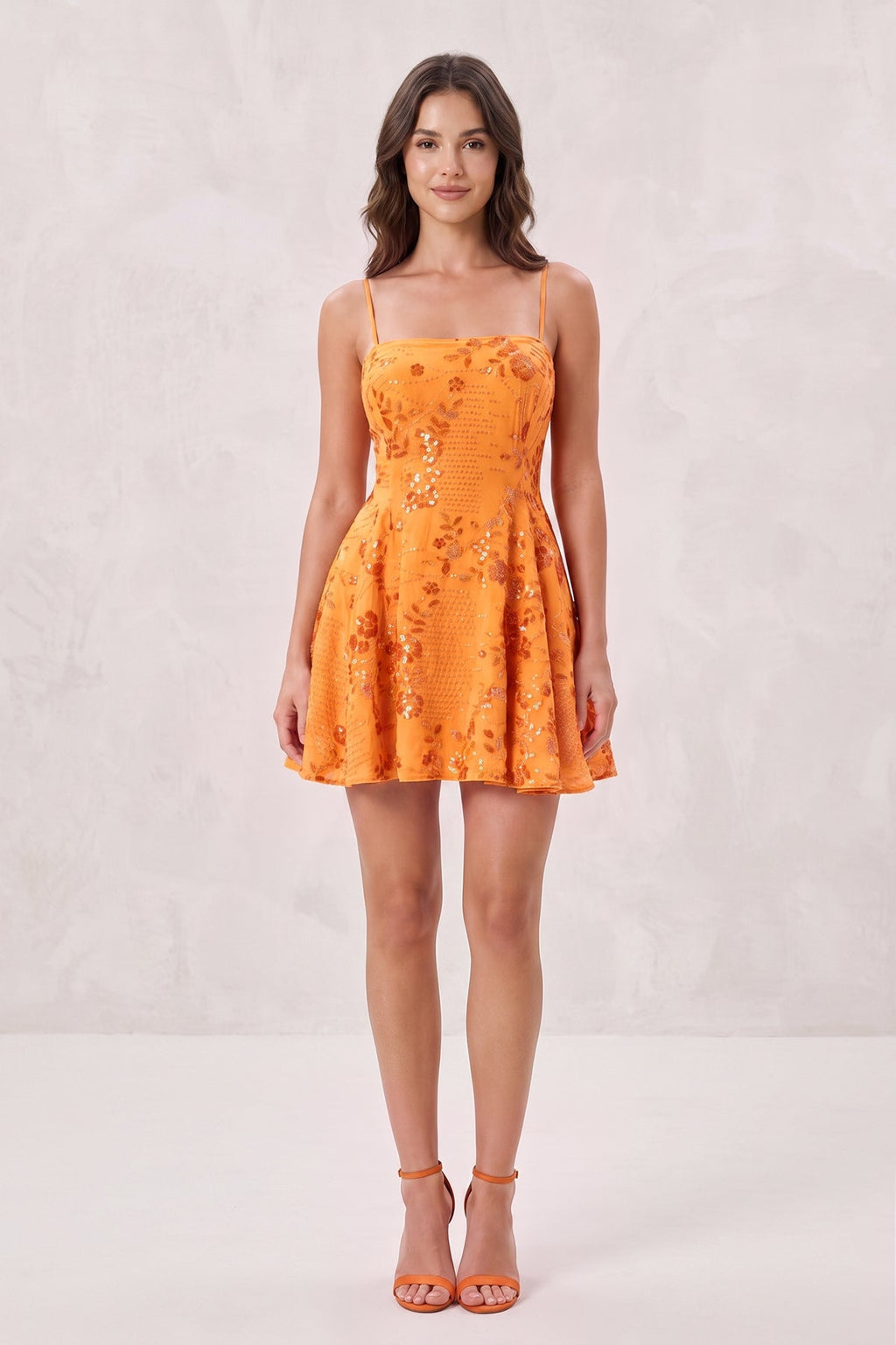 Pink Spaghetti Straps A-Line Sequined Chiffon Homecoming Dress - Curvevia