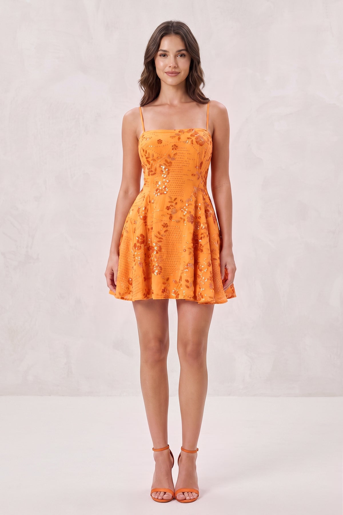 Pink Spaghetti Straps A-Line Sequined Chiffon Homecoming Dress - Curvevia