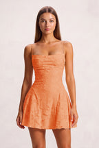 Pink Spaghetti Straps Jacquard Chiffon A-Line Homecoming Dress - Curvevia