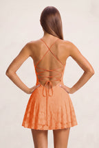 Pink Spaghetti Straps Jacquard Chiffon A-Line Homecoming Dress - Curvevia