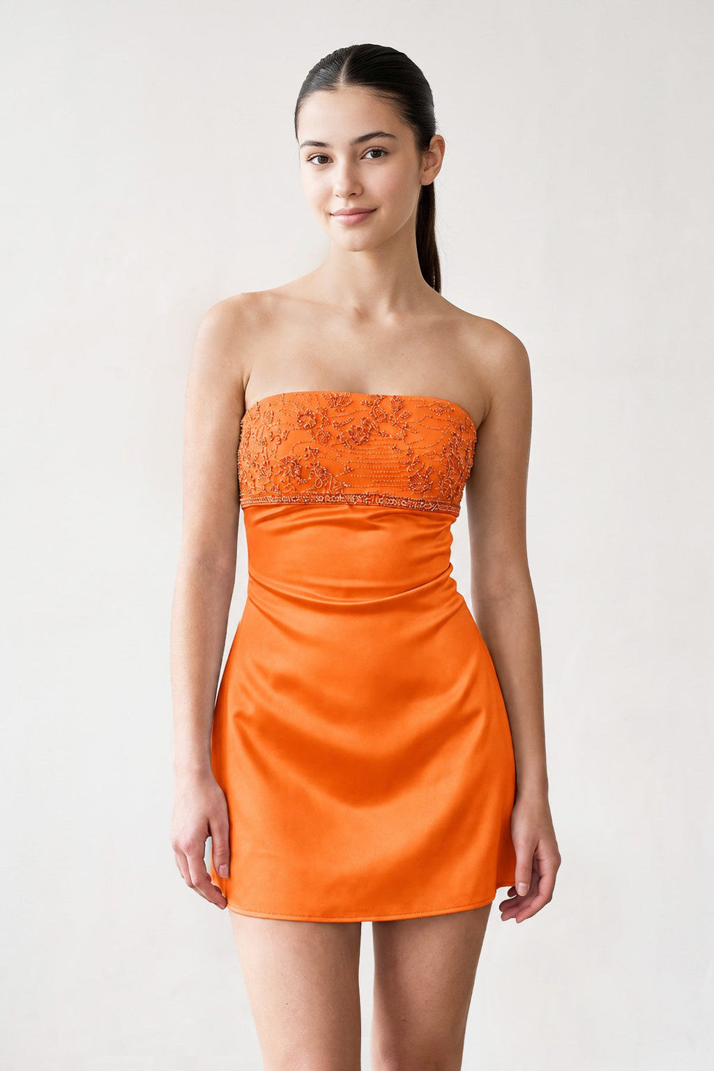 Aqua Strapless Appliqued Satin Sheath Homecoming Dress - Curvevia