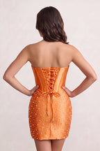 Yellow Sweetheart Sheath Satin Corset Homecoming Dress With Pearl - Curvevia