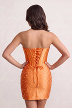 Yellow Sweetheart Sheath Satin Corset Homecoming Dress With Pearl - Curvevia