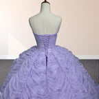 Organza Ball Gown Sweetheart Lavender Pleats Party Dress - Curvevia