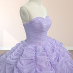 Organza Ball Gown Sweetheart Lavender Pleats Party Dress - Curvevia