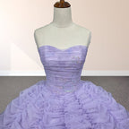 Organza Ball Gown Sweetheart Lavender Pleats Party Dress - Curvevia