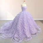 Organza Ball Gown Sweetheart Lavender Pleats Party Dress - Curvevia