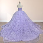 Organza Ball Gown Sweetheart Lavender Pleats Party Dress - Curvevia