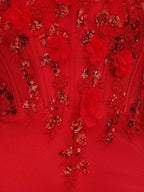 Red Strapless Bodycon Satin Sequins Mini Homecoming Dresses With Appliques - Curvevia