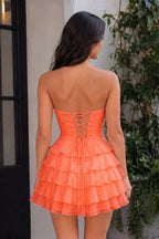 Yellow A Line Chiffon Ruffles Sweetheart Short Homecoming Dresses with Bow - Curvevia