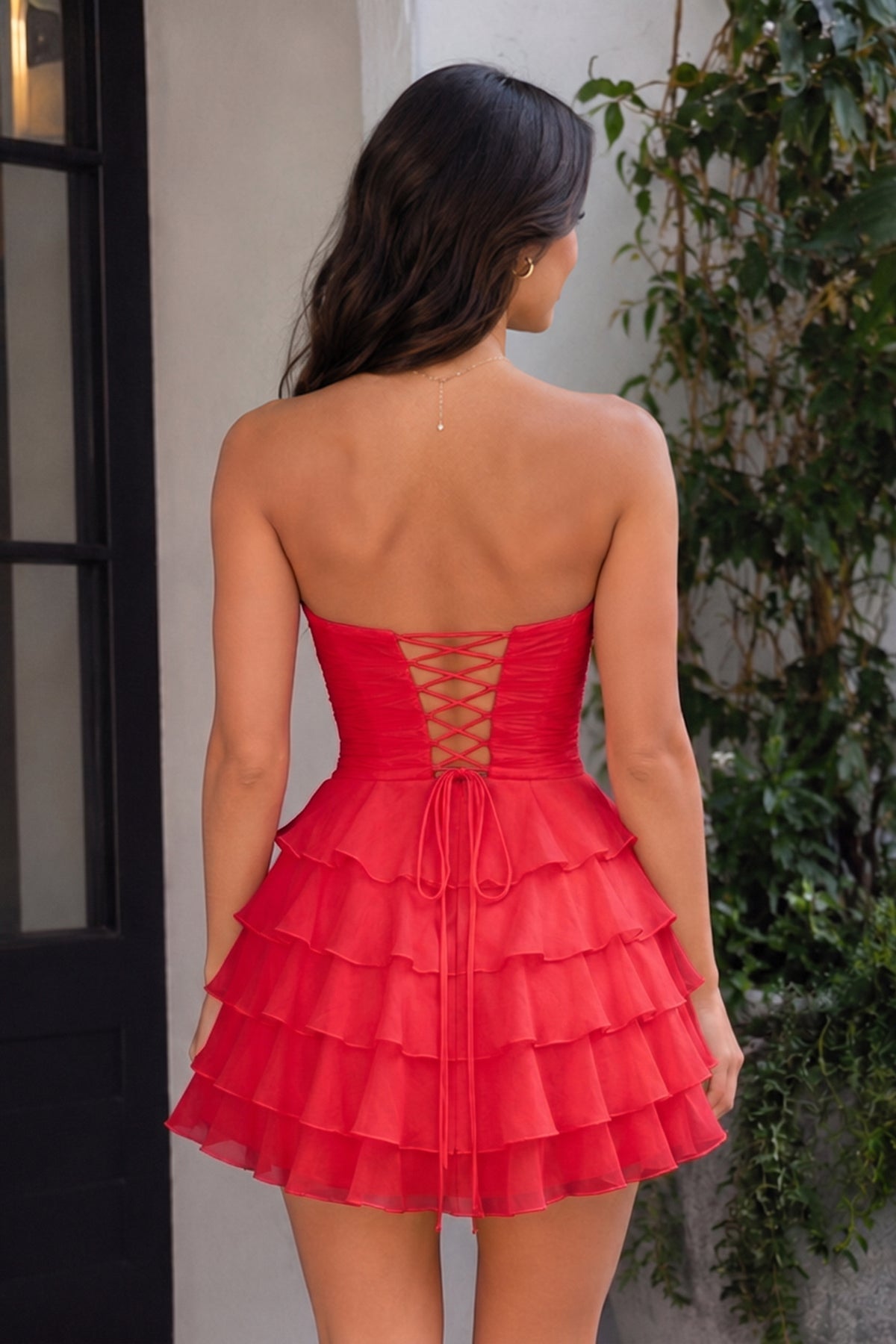 Yellow A Line Chiffon Ruffles Sweetheart Short Homecoming Dresses with Bow - Curvevia