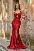 Lilac Halter Mermaid Beaded Long Evening Dress With Slit - Curvevia