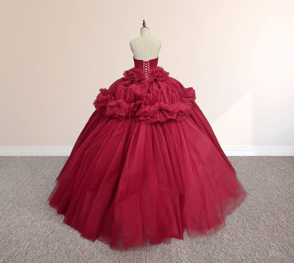 Peplum Red Sleeveless Quinceañera Ball Gown Party Dress - Curvevia