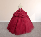 Peplum Red Sleeveless Quinceañera Ball Gown Party Dress - Curvevia