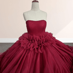 Peplum Red Sleeveless Quinceañera Ball Gown Party Dress - Curvevia