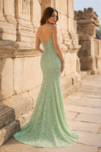 Royal Blue Lace Applique Long Mermaid Dress - Curvevia