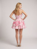 Petal Chiffon A-Line Sweetheart Corset Back Short Dress with Ruffles - Curvevia