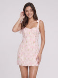 Petal Chiffon Sheath Sweetheart Back Zip Short Dress with Tie Straps - Curvevia