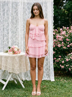 Petal Chiffon A-Line Sweetheart Side-Zip Short Dress with Cascading Ruffles - Curvevia