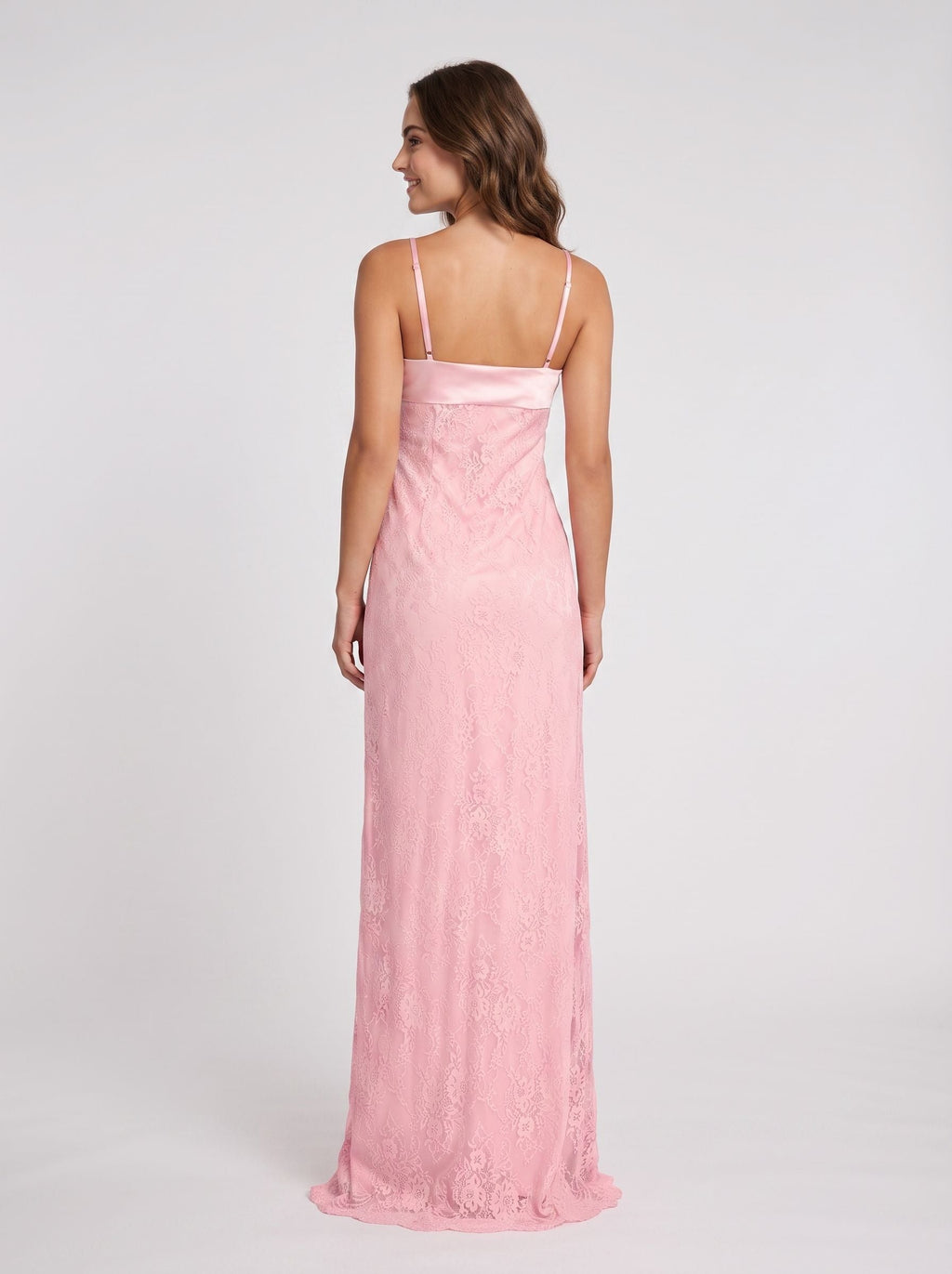 Petal Lace Sheath Straight Neck Side Zip Floor-Length Dress with Scalloped Bodice - Curvevia