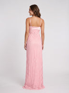 Petal Lace Sheath Straight Neck Side Zip Floor-Length Dress with Scalloped Bodice - Curvevia