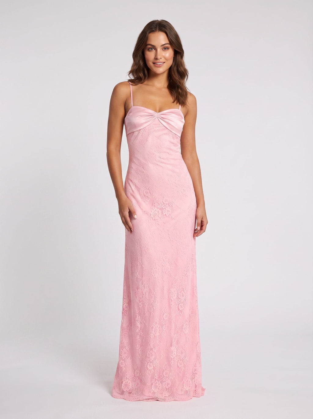 Petal Lace Sheath Straight Neck Side Zip Floor-Length Dress with Scalloped Bodice - Curvevia