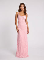 Petal Lace Sheath Straight Neck Side Zip Floor-Length Dress with Scalloped Bodice - Curvevia