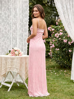 Petal Lace Sheath Straight Neck Side Zip Floor-Length Dress with Scalloped Bodice - Curvevia