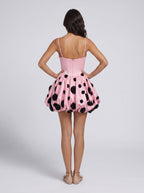 Pink Satin A-Line Sweetheart Back Zip Short Dress with 3D Flowers - Curvevia