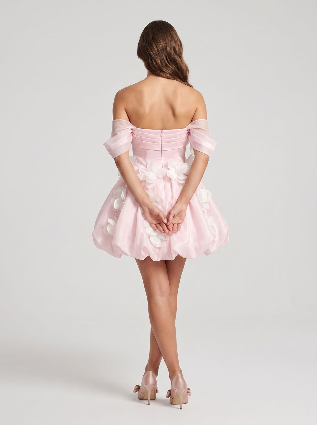 Blushing Pink Satin A-Line Sweetheart Back Zip Short Dress with Appliques - Curvevia