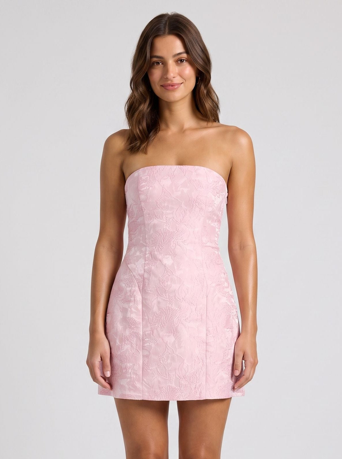 Petal Satin A-Line Straight Neck Lace-up Short Dress with Flared Hem - Curvevia