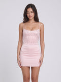 Petal Satin Sheath Straight Neck Side Zip Short Dress with Beading - Curvevia