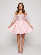 Petal Satin A-Line Sweetheart Bow Short Dress with Sequins - Curvevia