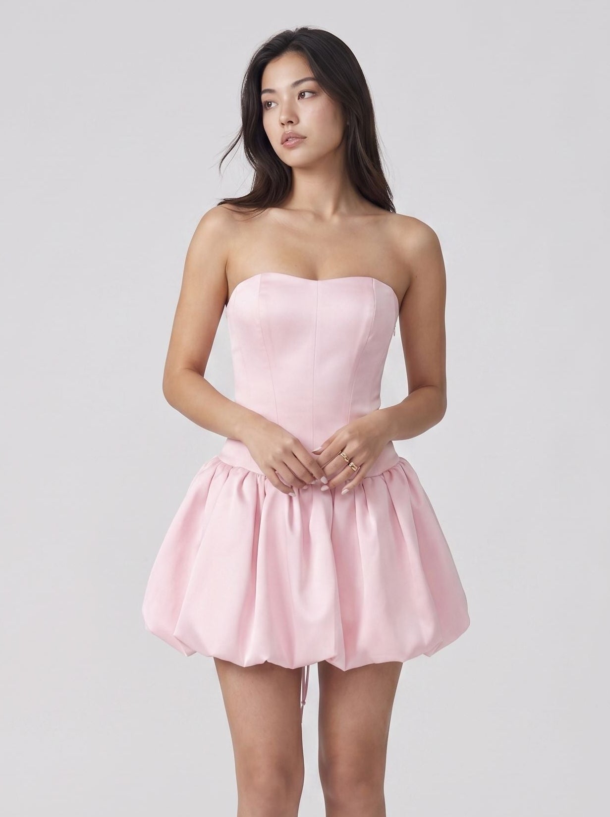 Petal Satin A-Line Straight Neck Criss-Cross Straps Short Dress with Structured Boning - Curvevia